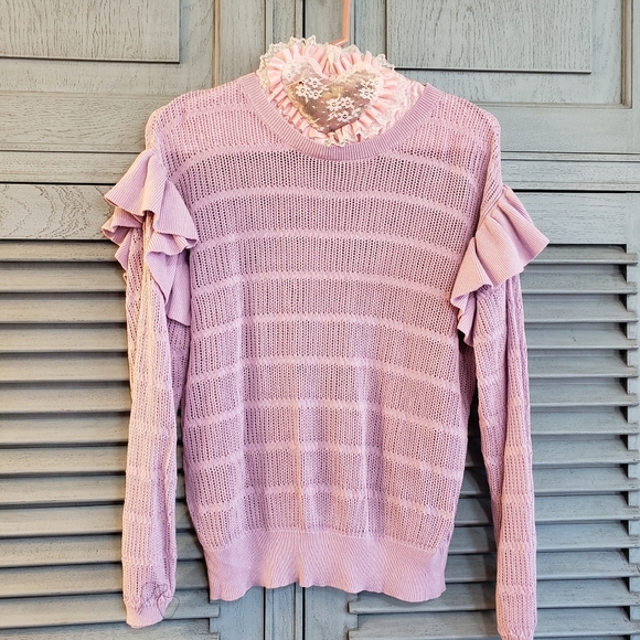 💜Cato Est 1946 Women's Sweater Ruffled Shoulder Size XL Lavender - Picture 1 of 4